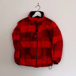 Kids Rossignol Red Plaid Ski Snowboard Jacket Boys Girls Winter Warm Sz 10